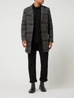 !Solid Kurzmantel Mit Karomuster Modell 'Tave' - Anthrazit