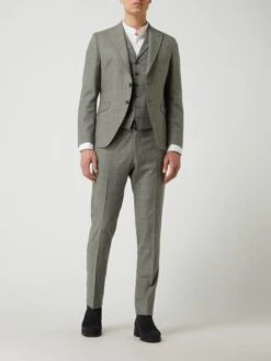 Wilvorst Slim Fit 2-Knopf-Sakko Mit Leinen-Anteil - Grün Meliert