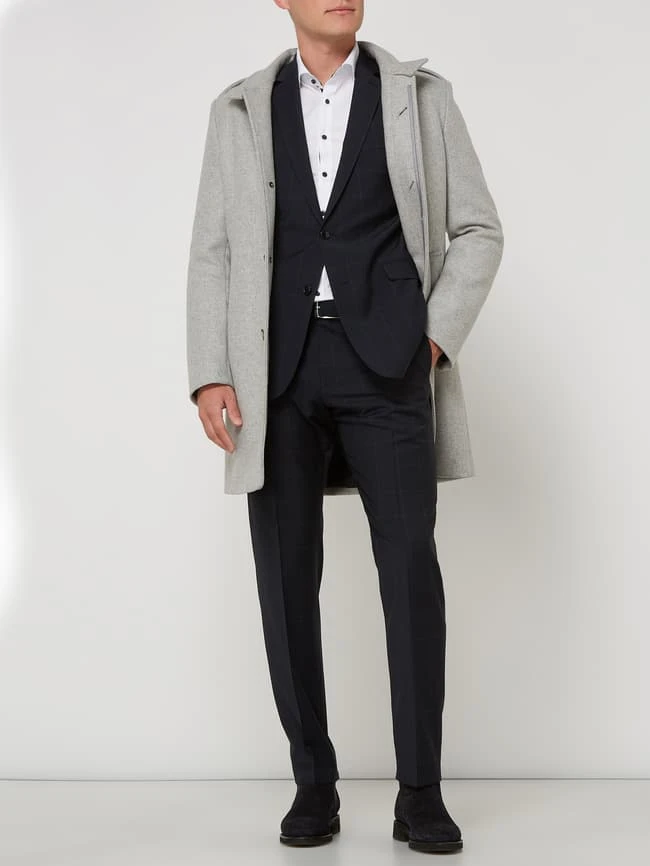 Strellson Slim Fit 2-Knopf-Sakko Mit Gitterkaro Modell 'Allen' - Marineblau 3 Strellson Slim Fit 2-Knopf-Sakko Mit Gitterkaro Modell 'Allen' - Marineblau