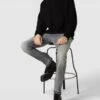 7 For All Mankind Skinny Fit Jeans Mit Reißverschluss Modell 'Paxtyn' - Hellgrau