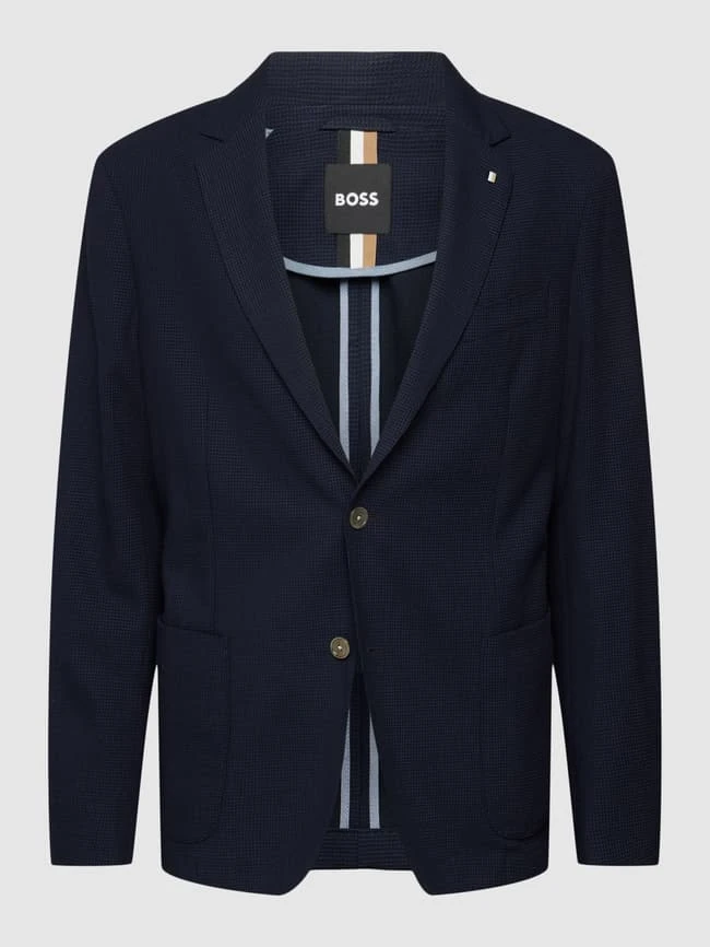 BOSS Slim Fit 2-Knopf-Sakko Mit Strukturmuster Modell 'Hanry' - Marineblau 3 BOSS Slim Fit 2-Knopf-Sakko Mit Strukturmuster Modell 'Hanry' - Marineblau – Bild 2