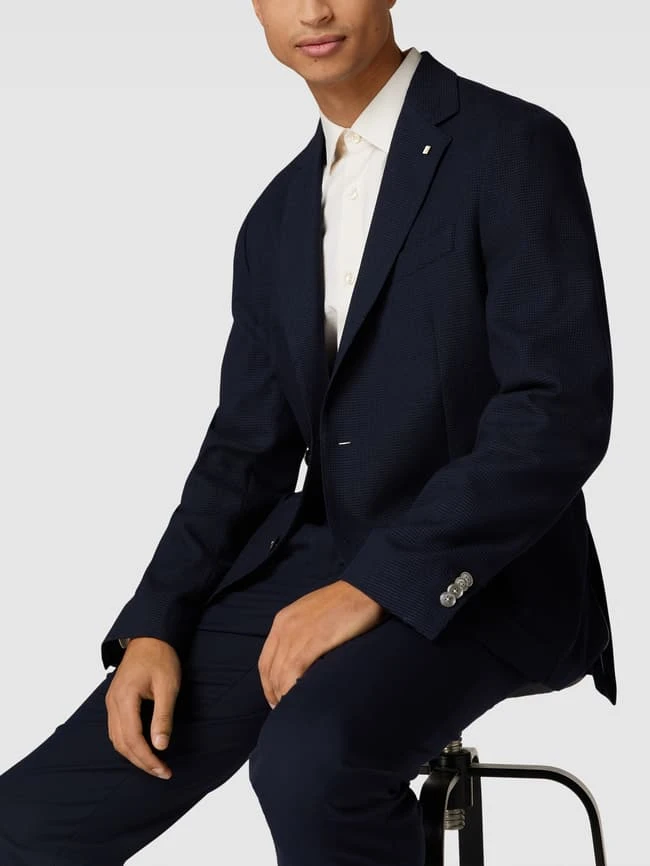 BOSS Slim Fit 2-Knopf-Sakko Mit Strukturmuster Modell 'Hanry' - Marineblau 4 BOSS Slim Fit 2-Knopf-Sakko Mit Strukturmuster Modell 'Hanry' - Marineblau – Bild 3