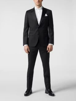 BOSS 2-Knopf-Sakko Mit Spitzfacon Aus Seide Modell 'Halwod' - Schwarz