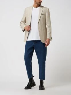 Carl Gross Modern Fit 2-Knopf-Sakko Aus Leinenmischung Modell 'Tedrick' - Beige