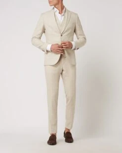 CG - Club Of Gents Slim Fit 2-Knopf-Sakko Aus Leinenmischung Modell 'Paul' - Beige