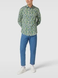 A Fish Named Fred Freizeithemd Mit Allover-Muster Modell 'favela' - Hellgelb