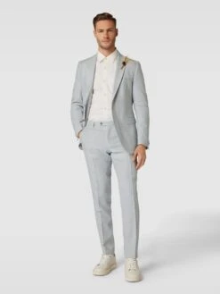 CG - Club Of Gents Slim Fit 2-Knopf-Sakko Mit Hahnentrittmuster Modell 'Paul' - Hellblau