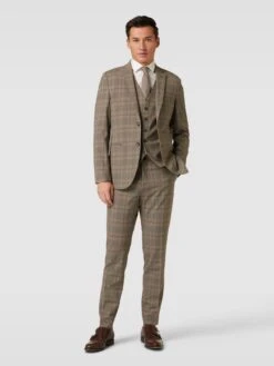 Selected Homme Blazer Mit Allover-Muster Modell 'LIAM' - Hellbraun